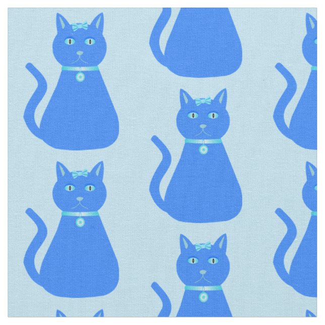 Tecido Gato De Bebê Azul E Bonito, Patterado (Detalhe)