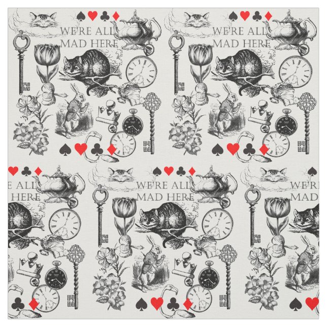 Tecido Gato de Cheshire clássico alice no país das maravi (Modelo)