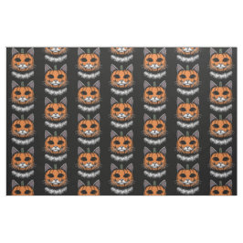 Tecido Gato de Halloween, Cara de Abóbora