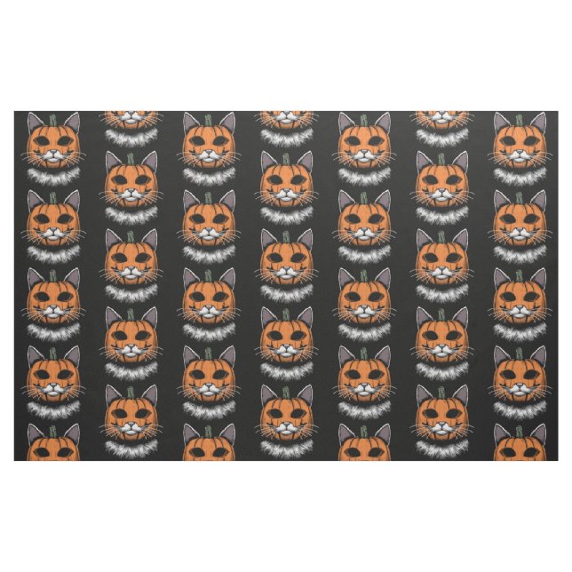Tecido Gato de Halloween, Cara de Abóbora (Fat Quarter)