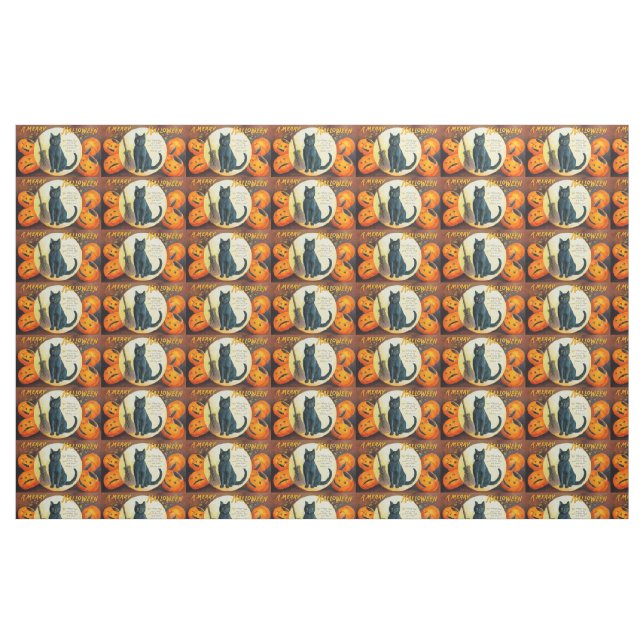 Tecido Gato de Halloween de Feliz de outono (Fat Quarter)
