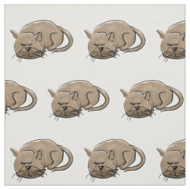Tecido Gato dos desenhos animados - gato que napping