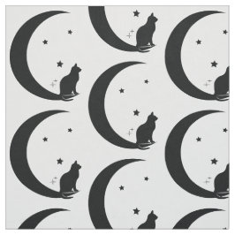 Tecido Gato, estrelas, e lua
