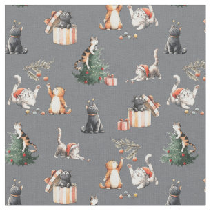 Tecido Gato Natal Miado ronronar gatinho