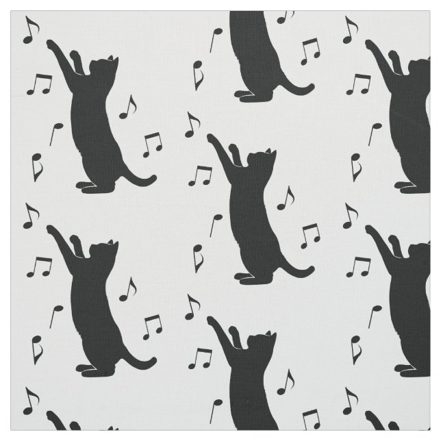 Tecido Gato que joga com notas da música (Modelo)