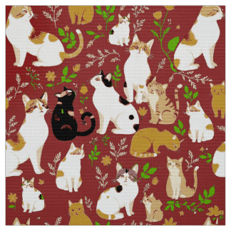 Tecido Gatos bonitos em um fundo brilhante