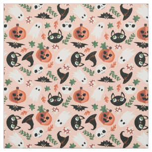 Tecido Gatos e Abóboras Enrolam o Padrão Preto do Hallowe