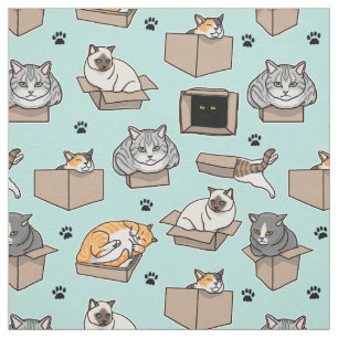 Tecido Gatos em Caixas Se Eu Ajustado Sentar, Engraçado E