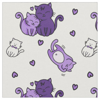 Tecido Gatos roxos e bonitos em amantes de gatos bruxos b