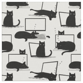 Tecido Gatos Sentados em Laptop