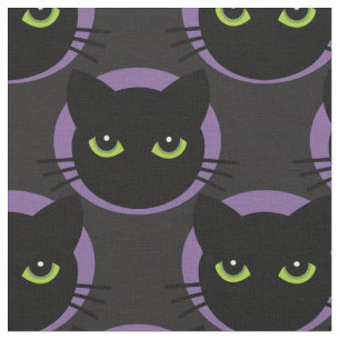 Tecido Gatos verdes - olhos em círculos roxos