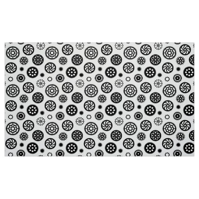 Tecido Gears Pattern 070819 - Black on White (Padrão de e (Fat Quarter)