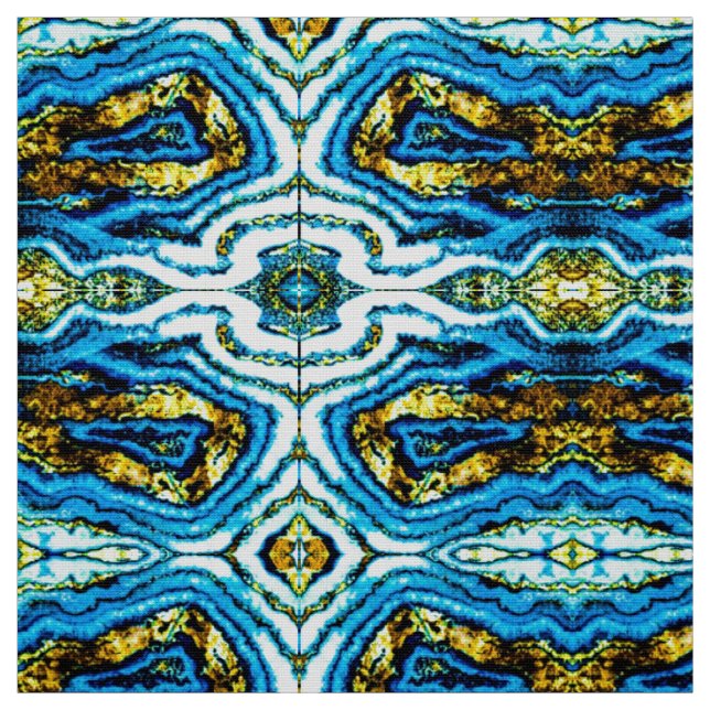 Tecido Geode Azul e Dourado (Modelo)