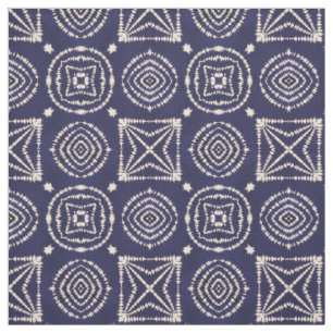 Tecido Geometria do Shibori Azul e Branco