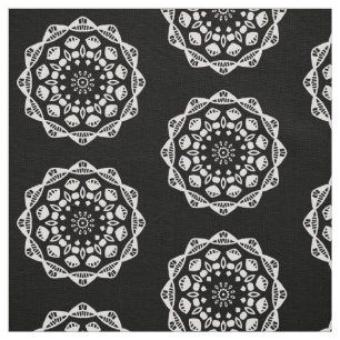 Tecido Geometria orgânica 015 - Branco sobre Preto