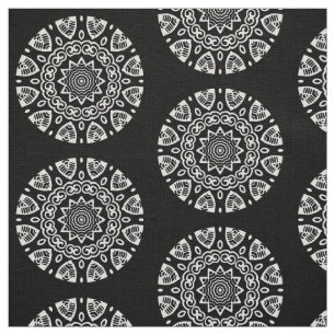 Tecido Geometria orgânica - Branco em Preto