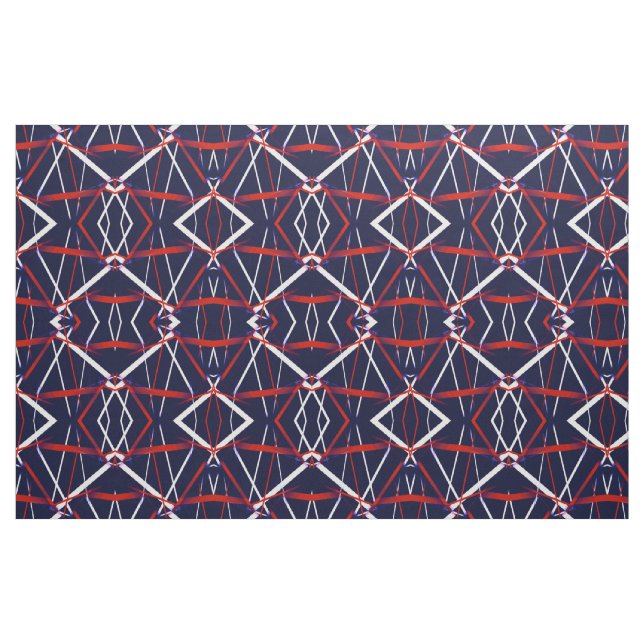 Tecido Geometria Urbana Azul Branco Vermelho (Fat Quarter)