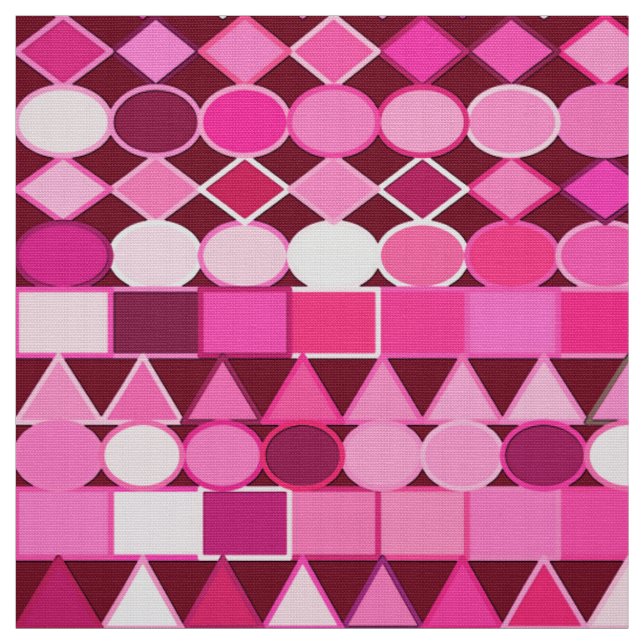 Tecido Geométrica Tribal Moderna, Borgonha e Rosa (Modelo)