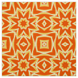 Tecido Geométrico abstrato Star - Laranja e Dourado