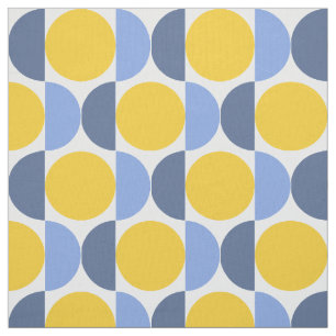 Tecido Geométrico Azul e Amarelo Moderno