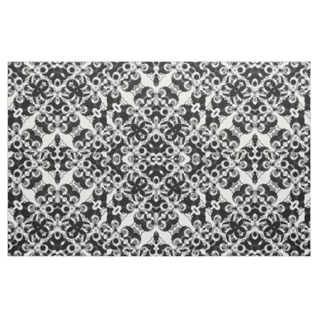 Tecido geométrico branco preto do teste padrão de (Fat Quarter)