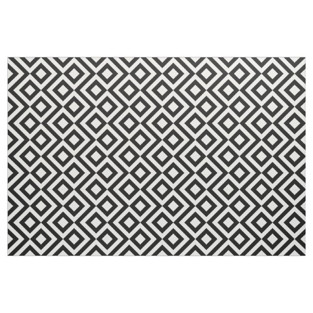 Tecido geométrico do teste padrão do meandro preto (Fat Quarter)