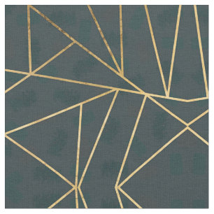 Tecido Geométrico Dourado de Boca Verde Moderno