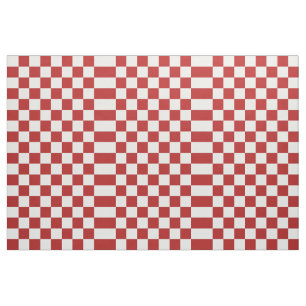 Tecido geométrico vermelho e branco Checkered
