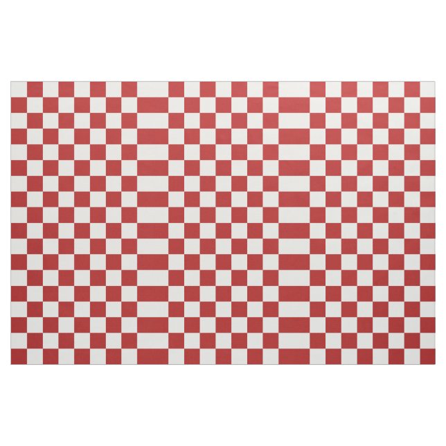 Tecido geométrico vermelho e branco Checkered (Jarda)