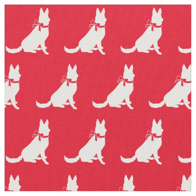 Tecido German shepherd Cão Silhueta Pet Vermelho (Detalhe)