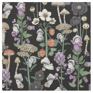 Tecido Ghosts de Cogumelo Caindo no Dia das Bruxas