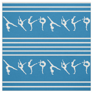 Tecido Ginástica listrada azul e branca