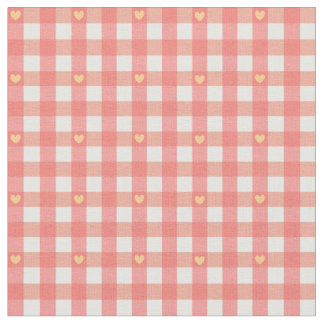 Tecido Gingham do Coração Rosa 