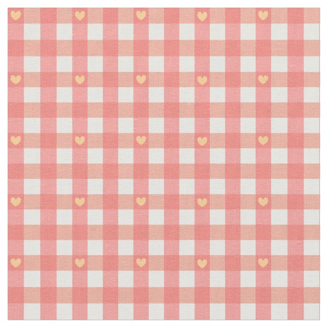 Tecido Gingham do Coração Rosa  (Detalhe)