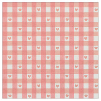 Tecido Gingham do Coração Rosa
