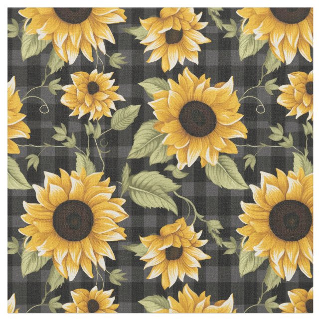 Tecido Gingham Sunflower Pattern (Detalhe)
