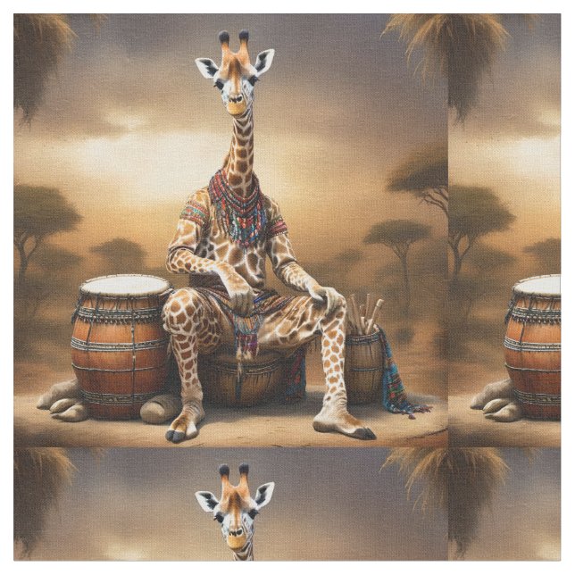 Tecido Girafa Grooves: Uma Serenata de Bongo na Savana, (Detalhe)