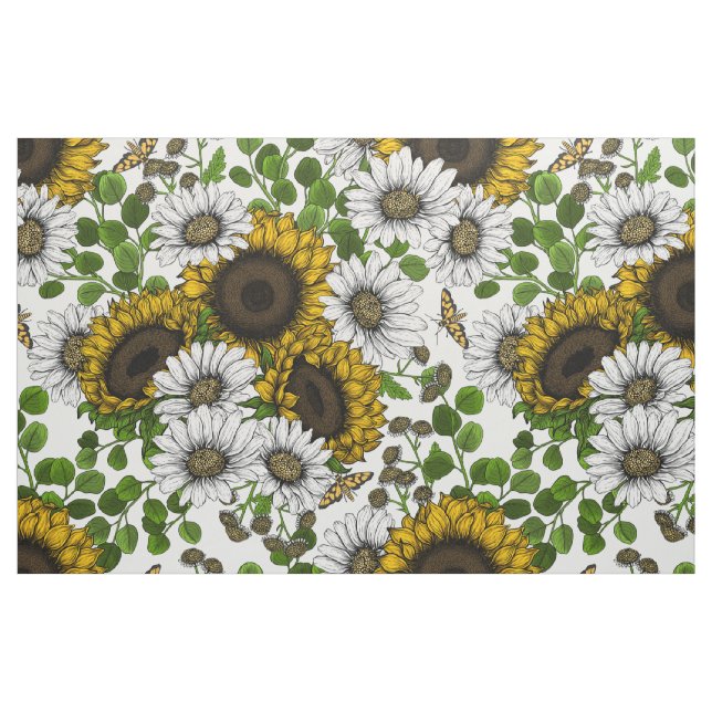 Tecido Girassóis e margaridas, jardim de verão 3 (Fat Quarter)