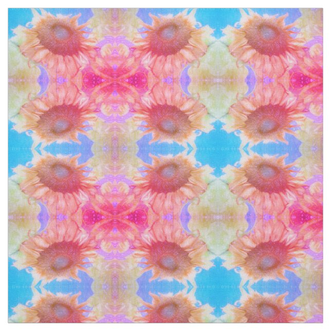 Tecido Girassol Amarelo Cor-de-rosa Azul Boho Chic Floral (Modelo)