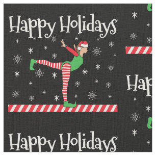 Tecido Girls Gymnastics Elf de Natal