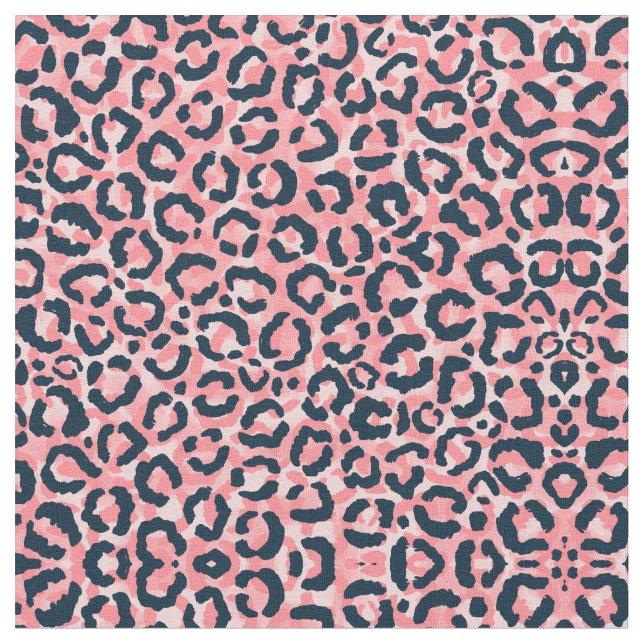 Tecido Giry Artsy Pink Blue Leopard Impressão Animal (Detalhe)