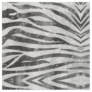 Tecido Glamorous Black White Glitter Zebra Strike