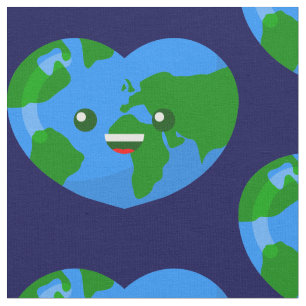 Tecido globo cardíaco do Dia da Terra Feliz