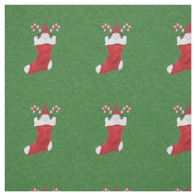Tecido Gnomo com cartaz em vermelho natal verde (Modelo)