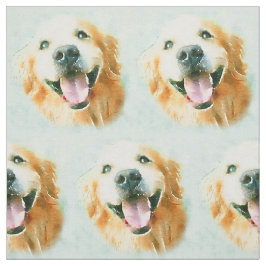 Tecido Golden retriever de sorriso na aguarela