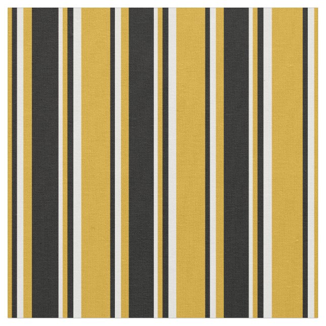 Tecido Goldenrod, Black e White Stripes (Detalhe)