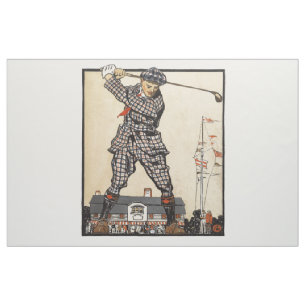 Tecido Golf Golfer Vintage Antiguamente Golfe