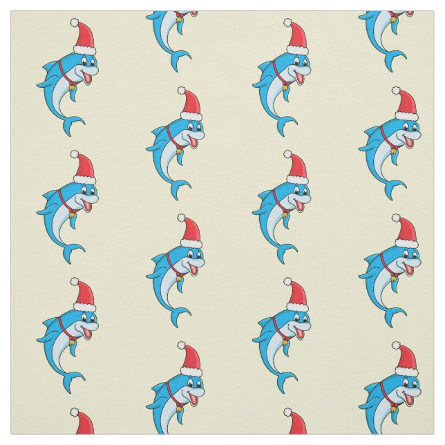 Tecido Golfinho bonito com desenho animado de Papai Noel (Modelo)
