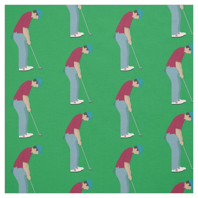 Tecido Golfistas Verdes Colocando Bolas de Golfe Padrão (Modelo)