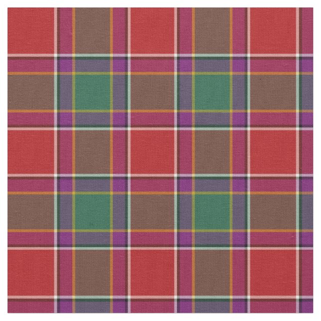 Tecido Gordon de Abergeldie Tartan Red e Xadrez Verde (Detalhe)